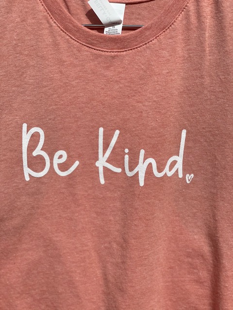 "Be Kind" - Women's Heathered Pink Crop Tank picture