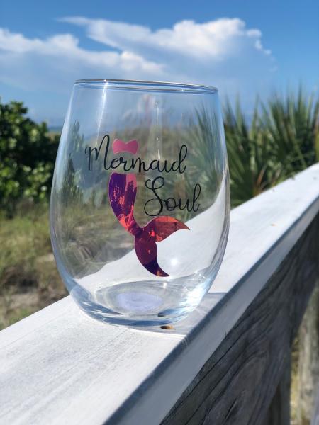 "Mermaid Soul" PINK 20oz Stemless Glass picture