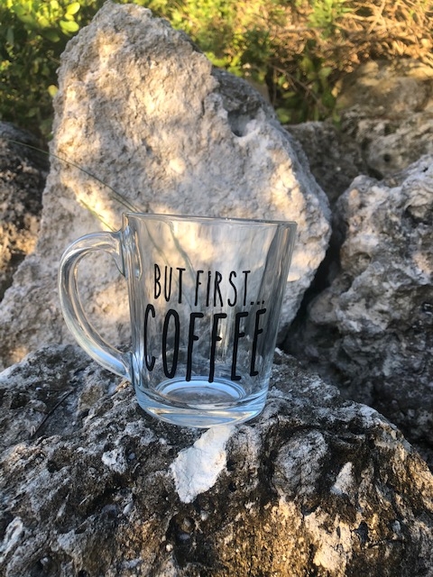 BUT FIRST... COFFEE - 14oz Clear Glass Mug picture