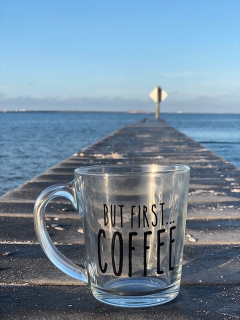 BUT FIRST... COFFEE - 14oz Clear Glass Mug picture