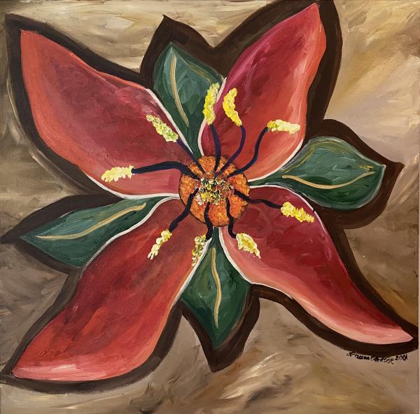 "Red Flower" 24"x24" picture