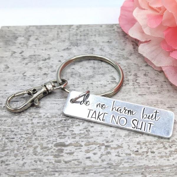 Do No Harm, But Take No Shit Keychain picture