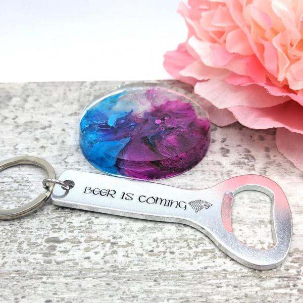 Beer is Coming Bottle Opener Keychain