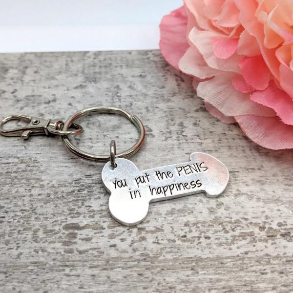 You Put the PENIS in Happiness Dick Keychain picture