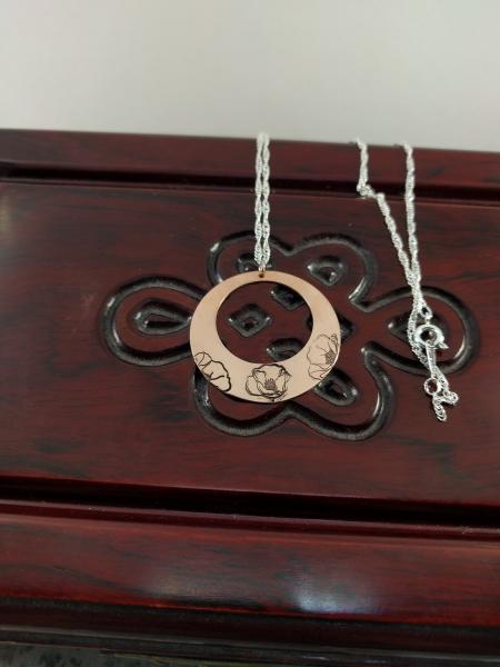 Copper Peony Pendant Necklace