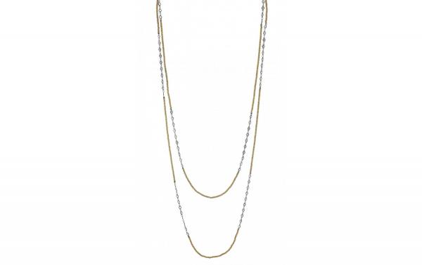 DANI DESIGNS 72'' HEMATITE 4MM CZ CHAIN W/MATTE GOLD BEADS