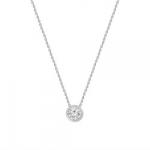 18K .50CTW ROUND DIAMOND BEZEL PENDANT 18" NECKLACE