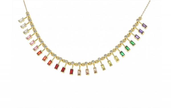 DANI DESIGNS GOLD-TONE SLIDER CHOKER WITH MULTI-STONE CZS picture