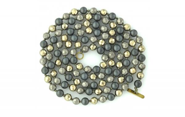 DANI DESIGNS HEMATITE BEADS W/GOLD BEADS NECKLACE picture