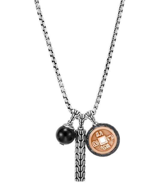 JOHN HARDY SILVER & BRONZE CHARM PENDANT W/BLACK ONYX