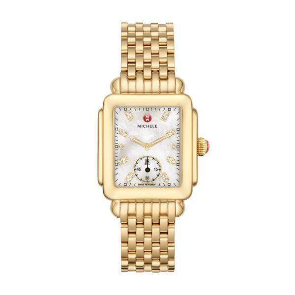 Michele Deco Mid Gold, Diamond Dial Complete Watch