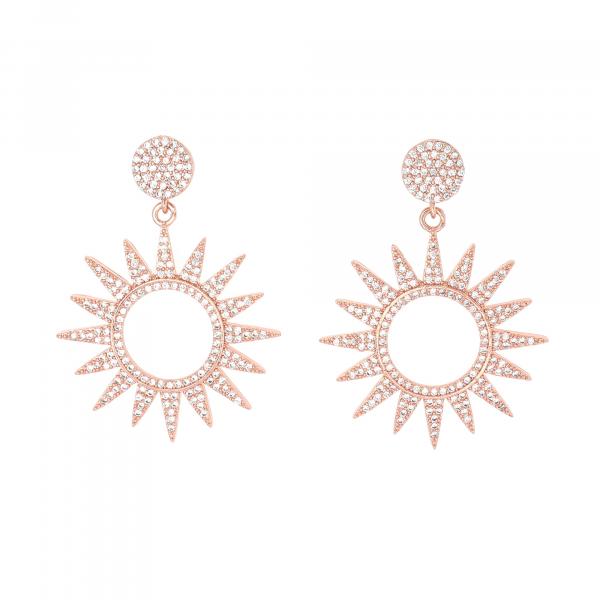 DANI DESIGNS 9MM PAVE ROSE-TONE CZ SUN DROP EARRINGS