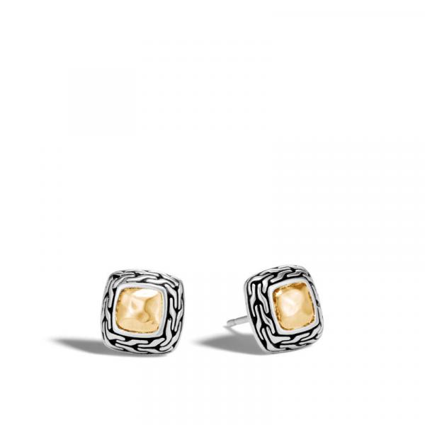 JOHN HARDY HAMMERED GOLD/SILVER STUD EARRINGS