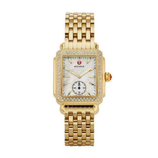 Michele Deco Mid Diamond Gold Complete Watch picture