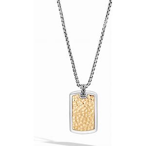 JOHN HARDY HAMMERED GOLD AND SILVER LARGE DOG TAG PENDANT