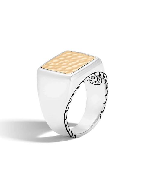 JOHN HARDY HAMMERED GOLD/SILVER SIGNET RING