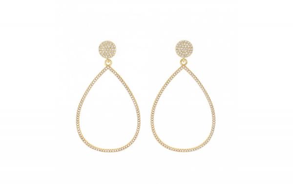 DANI DESIGNS 9MM GOLD-TONE PAVE TEARDROP EARRINGS picture