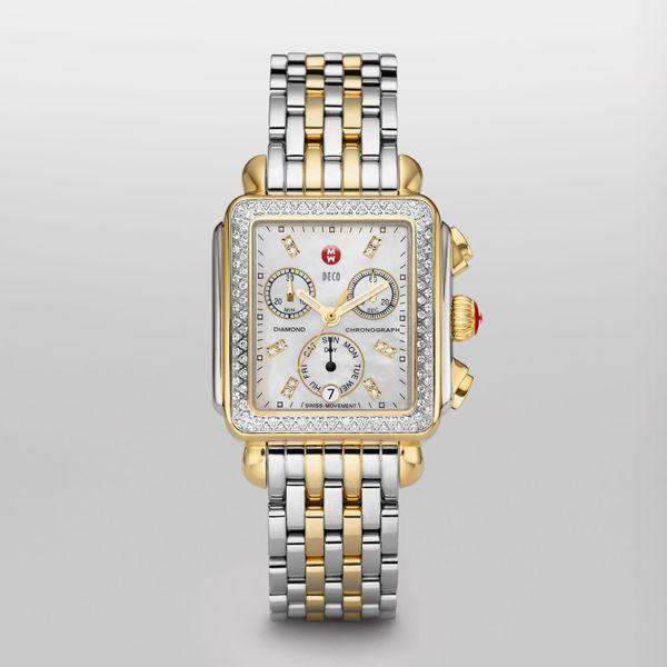 Michele Deco Two-Tone Diamond, Diamond Dial Complete Watch
