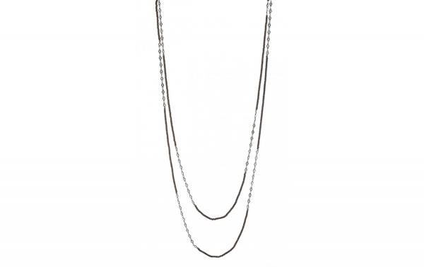 DANI DESIGNS 72'' HEMATITE 4MM CZ CHAIN W/MATTE GREY BEADS