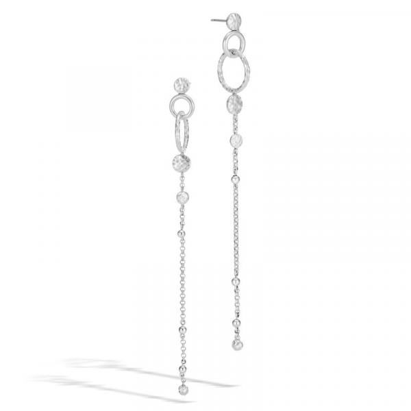 JOHN HARDY HAMMERED SILVER LONG DROP EARRINGS