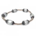 DANI DESIGNS TAN BEADS W/CRYSTALLIZED 6 CAPPED FRESHWATER PEARL BRACELET