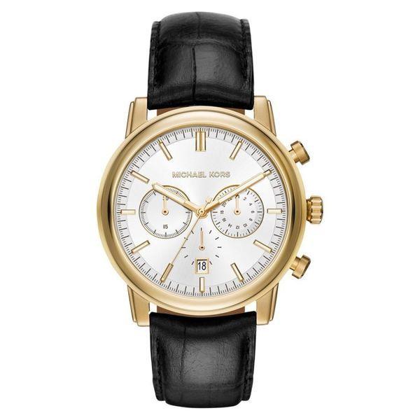 Michael Kors Men's 'Pennant' Chronograph Black Leather Watch