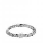 JOHN HARDY LADIES CHAIN SILVER DIAMOND PAVE BRACELET 0.16CTW MED