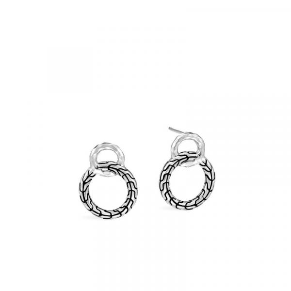 JOHN HARDY CLASSIC CHAIN HAMMERED SILVER INTERLINKING EARRINGS