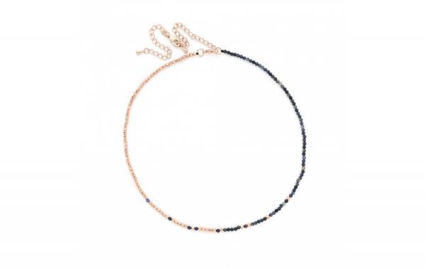 DANI DESIGNS NAVY SODALITE GEMSTONE & ROSE GOLD BEADS CHOKER picture