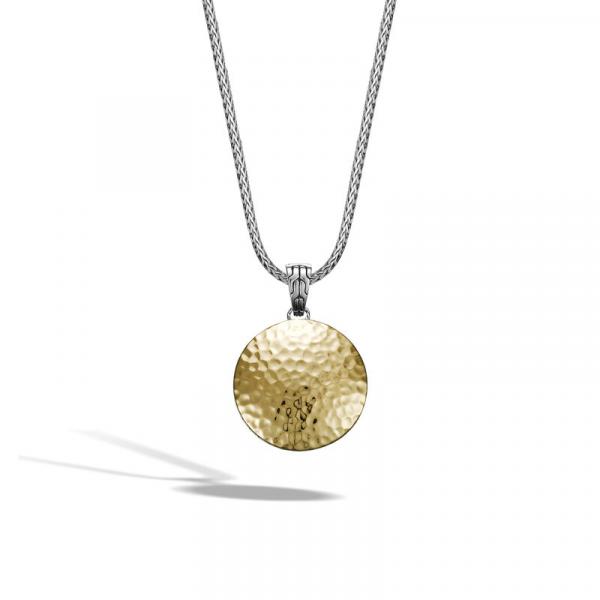 JOHN HARDY DOT HAMMERED GOLD & SILVER ROUND PENDANT