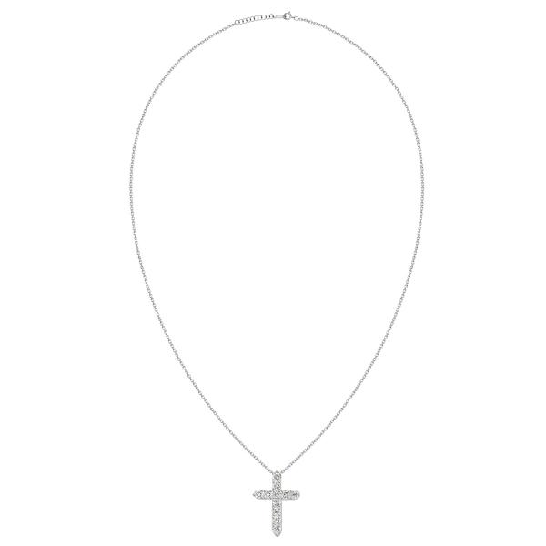 18KW 16" DIAMOND CROSS PENDANT NECKLACE