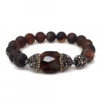 DANI DESIGNS STRETCH BRACELET MATTE BROWN AGATE & CAPPED BROWNSTONE