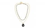 DANI DESIGNS DOUBLE LAYER GOLD 18'' CHAIN W/BLK AGATE PENDANT