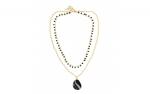 DANI DESIGNS DOUBLE LAYER GOLD 18'' CHAIN W/BLK AGATE PENDANT