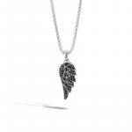 JOHN HARDY LEGENDS EAGLE SILVER LAVA EAGLE WING PENDANT WITH BLACK SAPPHIRE