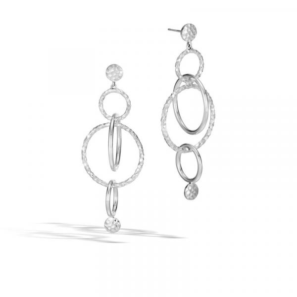 JOHN HARDY DOT HAMMERED SILVER ORBITAL DROP EARRINGS picture