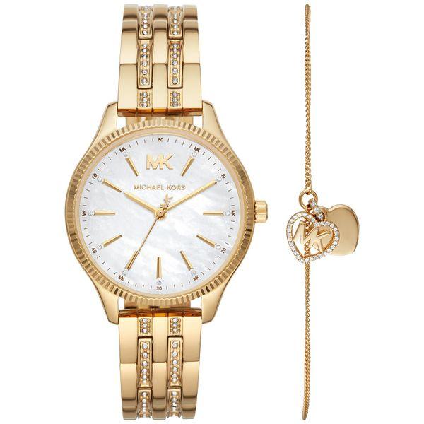 Michael Kors Lexington Three-Hand Gold-Tone Stainless Steel Watch Giftset picture