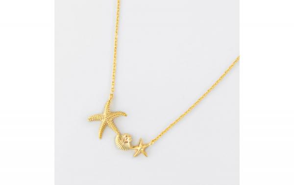 DANI DESIGNS NECKLACE GOLD COLOR STARFISH & SHELL picture