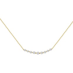 18K  .20CTW CURVED DIAMOND BAR NECKLACE picture