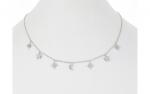 DANI DESIGNS 15'' PAVE CZ STARBURST W/STARS & MOON RHODIUM NECKLACE