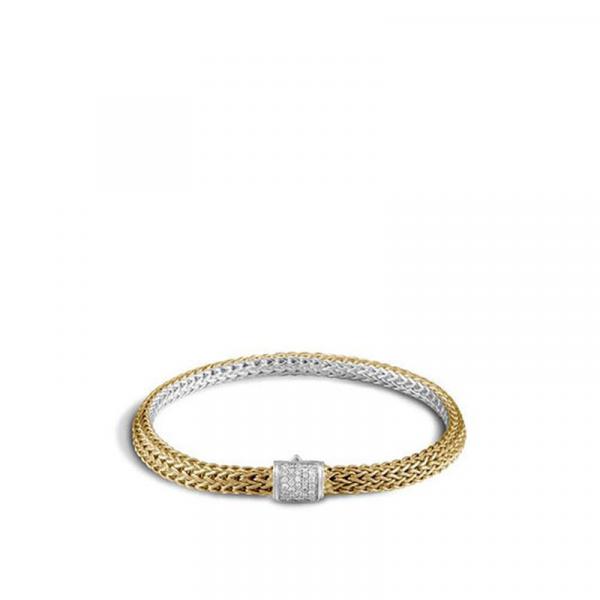 JOHN HARDY  GOLD & SILVER 0.14CTW DIAMOND PAVE REVERSIBLE BRACELET