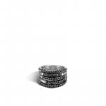 JOHN HARDY SILVER BAMBOO LAVE WIDE RING WITH BLACK SAPPHIRE
