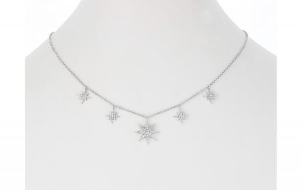 DANI DESIGNS 15'' NECKLACE W/ 5 PAVE CZ STARBURSTS picture