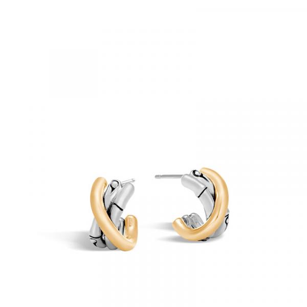 JOHN HARDY 18KG AND SILVER J HOOP EARRINGS