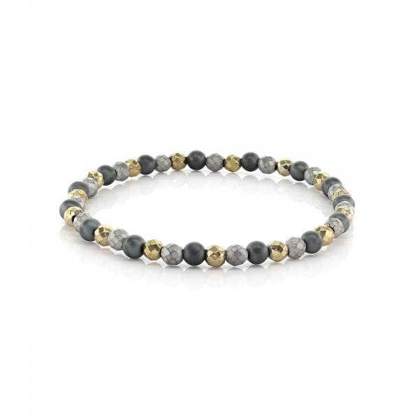 DANI DESIGNS 4MM MATTE GREY HEMATITE, METALLIC GOLD, MATTE GREY HEMATITE BRACELET picture