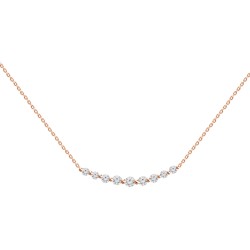 18K  .20CTW CURVED DIAMOND BAR NECKLACE