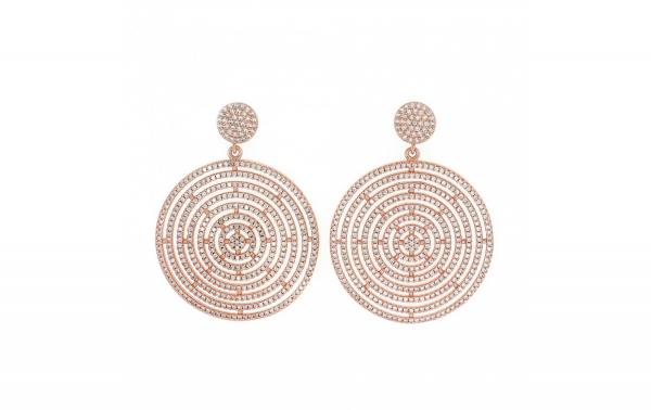 DANI DESIGNS 9MM ROSE-TONE PAVE CZ TARGET DROP EARRINGS