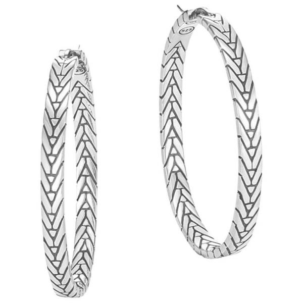 JOHN HARDY SILVER MEDIUM HOOP EARRINGS