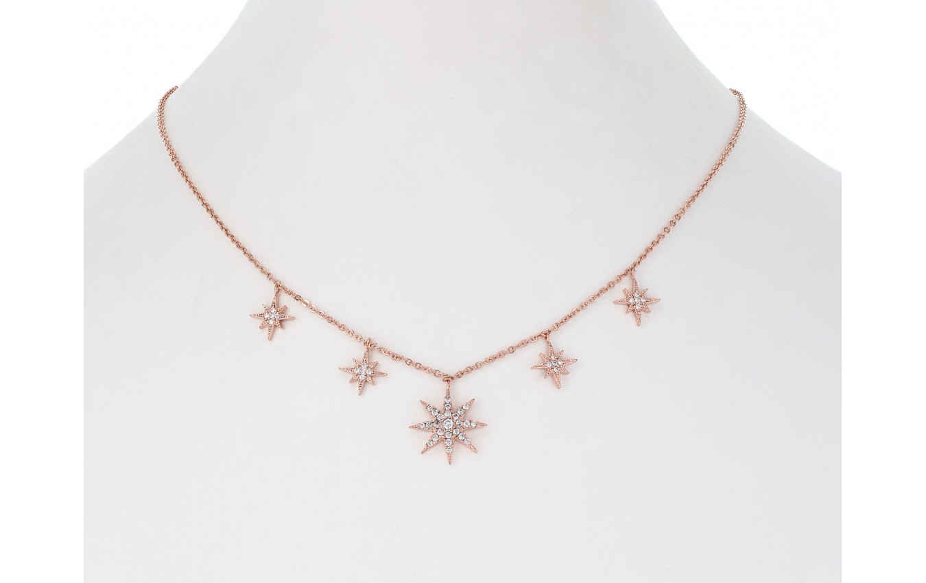 DANI DESIGNS 15'' NECKLACE W/ 5 PAVE CZ STARBURSTS picture
