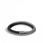 JOHN HARDY SILVER TRIPLE WRAP XS BRACELET 5MM BLACK LEATHER